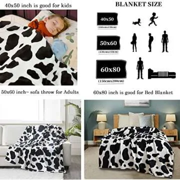 Cozy Cow Print Blanket for Kids and Adults - 40x50 inches