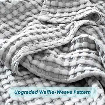 Bedsure Cooling Cotton Waffle Weave Blanket - Lightweight Breathable Blanket of Rayon Derived from Bamboo for Hot Sleepers, Luxury Throws for Bed, Couch and Sofa, Grey, 50x70 Inches