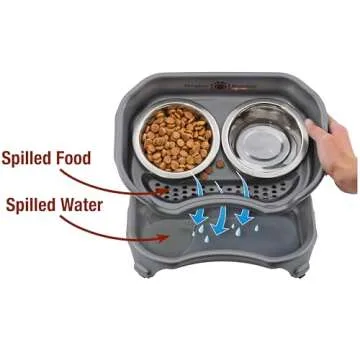 Neater Feeder Express Mess Proof Dog Bowls Elevated for Small Dogs – Made in USA – No Spill Raised Dog Food Bowl Stand, Stainless Steel Dog Food and Water Bowl Set, Elevated Dog Bowl Set, Grey