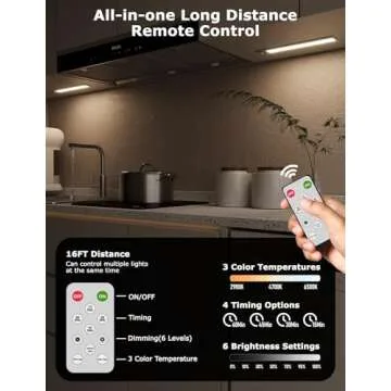 56LED Under Cabinet Lighting Wireless w/Remote, 11.8'' Motion Sensor Light Indoor Rechargeable Under...