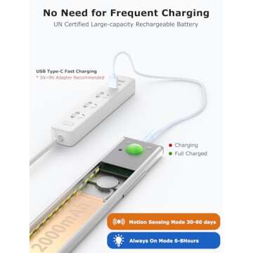 56LED Under Cabinet Lighting Wireless w/Remote, 11.8'' Motion Sensor Light Indoor Rechargeable Under Cabinet Lights, Magnetic Closet Lights Battery Operated, Under Counter Lights for Kitchen (4)