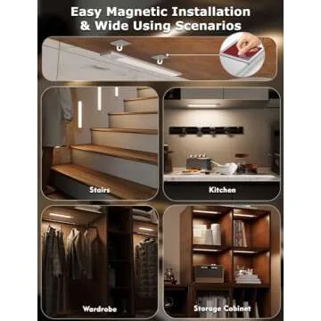 56LED Under Cabinet Lighting Wireless w/Remote, 11.8'' Motion Sensor Light Indoor Rechargeable Under Cabinet Lights, Magnetic Closet Lights Battery Operated, Under Counter Lights for Kitchen (4)