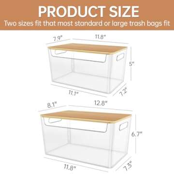 COAZEX 2 Pack Trash Bag Holder Under Sink Stackable, Plastic Garbage Bag Dispenser with Lid, Trash B...