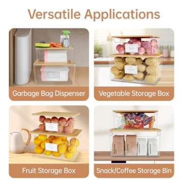 COAZEX 2 Pack Trash Bag Holder Under Sink Stackable, Plastic Garbage Bag Dispenser with Lid, Trash Bag Storage Dispenser Roll Holder for Kitchen, Pantry, Laundry Room Organization