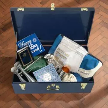 Vixdonos Decorative Large Metal Box Storage Trunk Chest Set of 2 College Dorm Organizer with Hardware Hasps and Handle for Home Deocr,23.7X14.2X9.5 Inches,Dark Blue