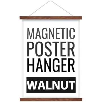 Magnetic Poster Hanger Frame 9 Inch Wide, Walnut, Strong Magnet, Premium Wood and Quick Assembly, Wall Hanging Wooden Frame for Posters, Scroll, Picture, Print, 8.5x11 9x12 9x13