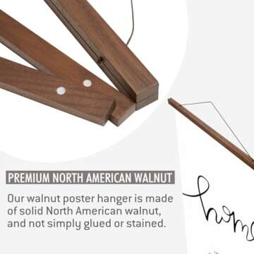 Magnetic Poster Hanger Frame 9 Inch Wide, Walnut, Strong Magnet, Premium Wood and Quick Assembly, Wall Hanging Wooden Frame for Posters, Scroll, Picture, Print, 8.5x11 9x12 9x13
