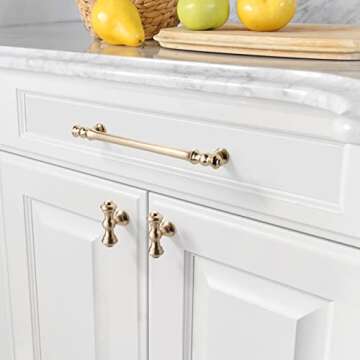 Asidrama 10 Pack 7.5 Inch(192mm) Brushed Brass Kitchen Cabinet Handles, Gold Cabinet Pulls Kitchen C...