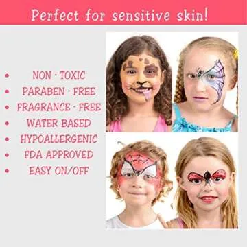 Ladybug & Spider Non-Toxic Kids Face Paint Kit - 12 Colors