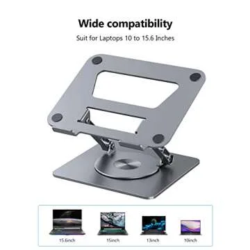 MCHOSE Laptop Stand, Adjustable Laptop Holder with 360° Rotating Base, Foldable Laptop Riser Compatible for MacBook Pro/Air, Surface Laptop up to 15.6 inches, Space Grey