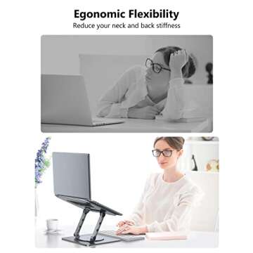 MCHOSE Laptop Stand, Adjustable Laptop Holder with 360° Rotating Base, Foldable Laptop Riser Compatible for MacBook Pro/Air, Surface Laptop up to 15.6 inches, Space Grey