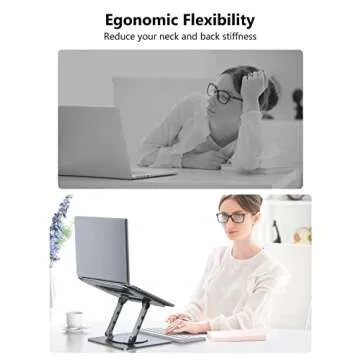 MCHOSE Laptop Stand, Adjustable Laptop Holder with 360° Rotating Base, Foldable Laptop Riser Compatible for MacBook Pro/Air, Surface Laptop up to 15.6 inches, Space Grey