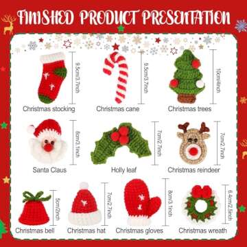 Pllieay Beginner Crochet Kit for Christmas, Christmas Crochet Kit for Beginners Adults with Step-by-Step Video Tutorials, Crochet Patterns Crochet Starter Kit for Christmas Theme