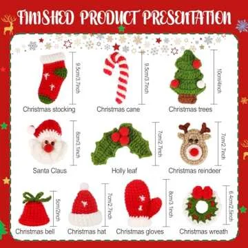 Pllieay Beginner Crochet Kit for Christmas, Christmas Crochet Kit for Beginners Adults with Step-by-Step Video Tutorials, Crochet Patterns Crochet Starter Kit for Christmas Theme