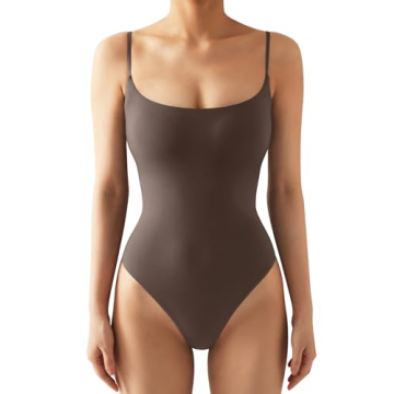 SUUKSESS Women's Sexy Square Neck Thong Bodysuit - Backless & Sleeveless