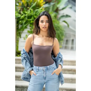 SUUKSESS Women Sexy Square Neck Thong Bodysuit Backless Sleeveless