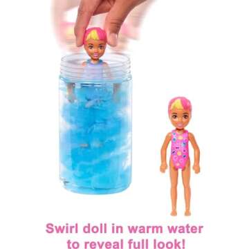 Barbie Color Reveal Small Doll & Accessories, Neon Tie-Dye Series, 6 Surprises, 1 Chelsea Doll (Styles May Vary)
