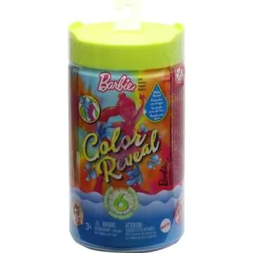 Barbie Color Reveal Small Doll & Accessories, Neon Tie-Dye Series, 6 Surprises, 1 Chelsea Doll (Styles May Vary)