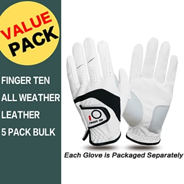 Premium Cabretta Leather Golf Gloves 5-Pack All Weather