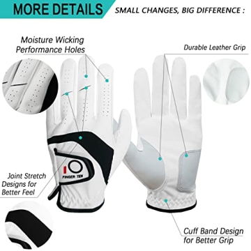 Premium Cabretta Leather Golf Gloves 5-Pack All Weather