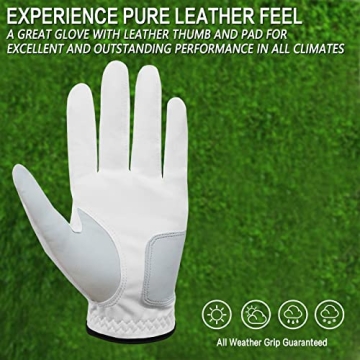 Premium Cabretta Leather Golf Gloves 5-Pack All Weather