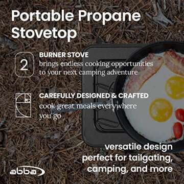 ABBA Double Burner Portable Propane StoveTop - Lightweight Alloy Steel Portable Stove - Stove for Ca...