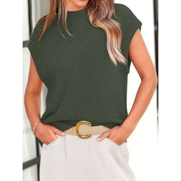 PRETTYGARDEN Womens Mock Neck Sleeveless Sweater Vest!