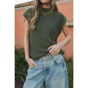 PRETTYGARDEN Mock Neck Sleeveless Sweater Vest for Women