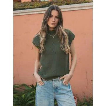 PRETTYGARDEN Mock Neck Sleeveless Sweater Vest for Women