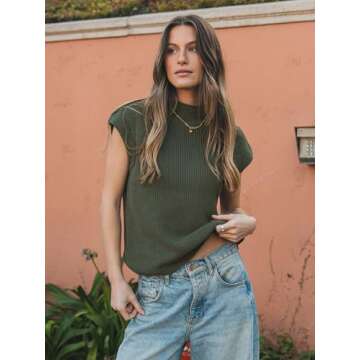 PRETTYGARDEN Mock Neck Sleeveless Sweater Vest for Women