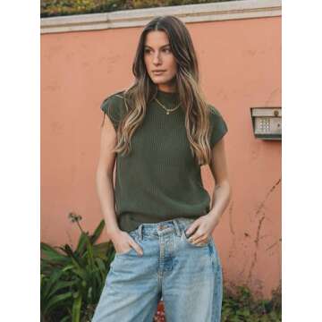 PRETTYGARDEN Mock Neck Sleeveless Sweater Vest for Women