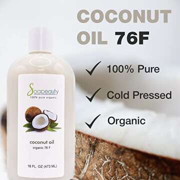 Soapeauty Coconut Oil 76 Degree Cold Pressed | Natural Carrier Oil for Candle Making & Soap Making, Face, Skin Care, Hair Care | (4 Oz)