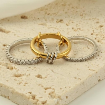 Bopiu Gold Stackable Rings for Women Elegant Non Tarnish