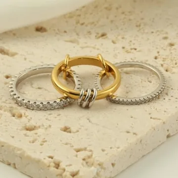 Bopiu Gold Stackable Rings for Women Elegant Non Tarnish