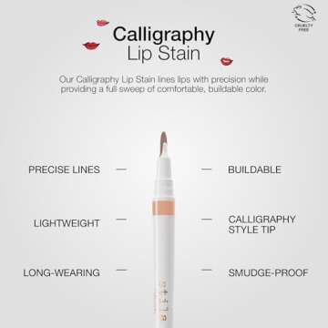 stila Calligraphy Lip Stain Long-Lasting Tint, Moisturizing, Transfer-Proof, Lightweight, Sheer Buildable Color, Fades to a Natural Wash of Color Elizabeth, 22 Fl. Oz.