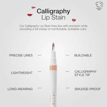 stila Calligraphy Lip Stain Long-Lasting Tint, Moisturizing, Transfer-Proof, Lightweight, Sheer Buildable Color, Fades to a Natural Wash of Color Elizabeth, 22 Fl. Oz.