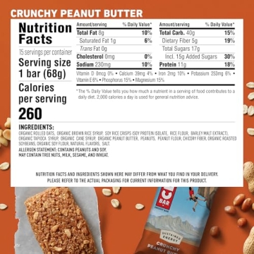 CLIF BAR Energy Bars - Crunchy Peanut Butter & Chocolate Chip - 30 Count
