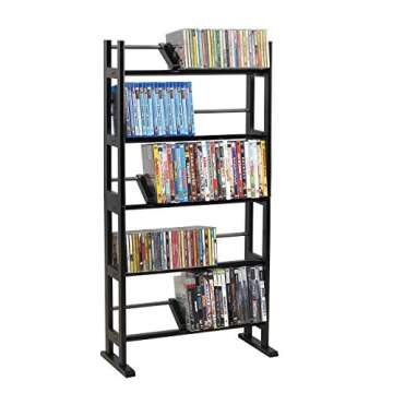 Atlantic Element Media Storage Rack - Holds Up to 230 CDs or 150 DVDs, Contemporary Wood & Metal Des...