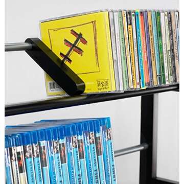 Atlantic Element Media Storage Rack - Holds Up to 230 CDs or 150 DVDs, Contemporary Wood & Metal Design with Wide Feet for Greater Stability, PN35535601 In Espresso