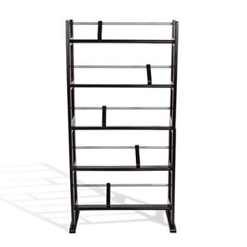 Atlantic Element Media Storage Rack - Holds Up to 230 CDs or 150 DVDs, Contemporary Wood & Metal Design with Wide Feet for Greater Stability, PN35535601 In Espresso