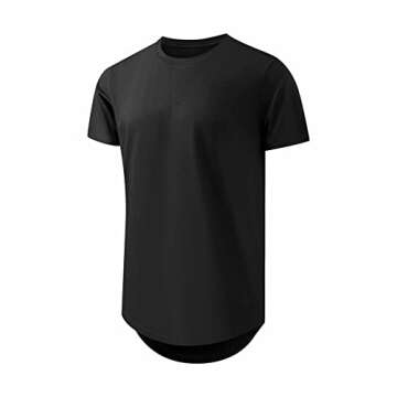 JMIERR Men's 3 Pack Cotton Hipster Hip Hop Longline Crewneck T-Shirt, Short Sleeve Gym Workout Athletic T Shirts for Men Pack,L, Black/Light Grey/Army Green