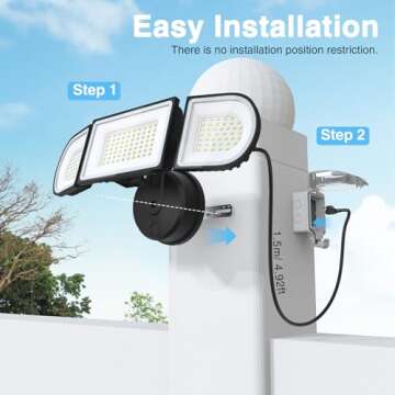 Olafus 130W Flood Lights Outdoor Plug in, Switch Controlled 13000LM LED Security Light, IP65 Waterproof Outside Floodlight, 6500K Exterior Lights Fixture for House, Yard, Garage Black