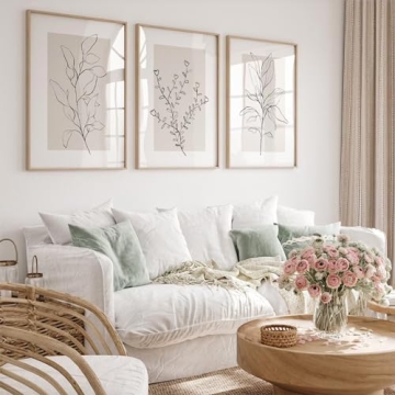 Neutral Botanical Wall Art Set of 3 Unframed Prints 12x16