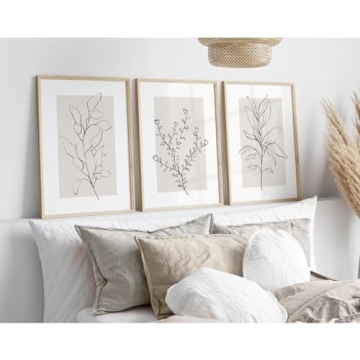 Neutral Botanical Wall Art Set of 3 Unframed Prints 12x16