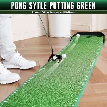 CHAMPKEY Golf Putting Green Indoor - Advanced Guides Golf Putting Mat - Enhance Putting Accuracy and Challenge
