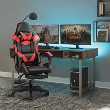 Ergonomic Gaming Chair with Footrest and Lumbar Support