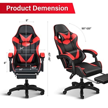 Ergonomic Gaming Chair with Footrest and Lumbar Support