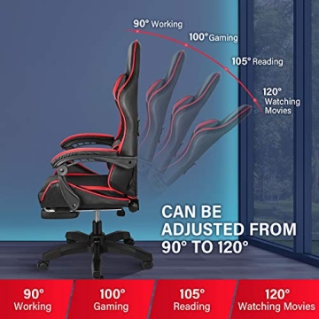 Ergonomic Gaming Chair with Footrest and Lumbar Support