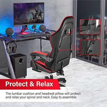 Ergonomic Gaming Chair with Footrest and Lumbar Support