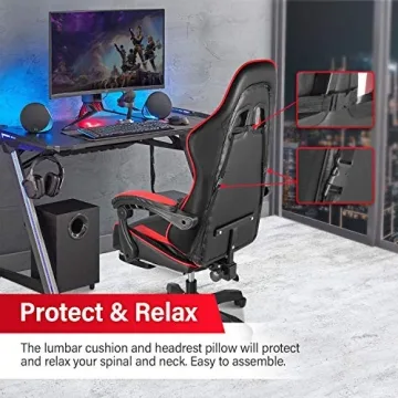 Ergonomic Gaming Chair with Footrest and Lumbar Support